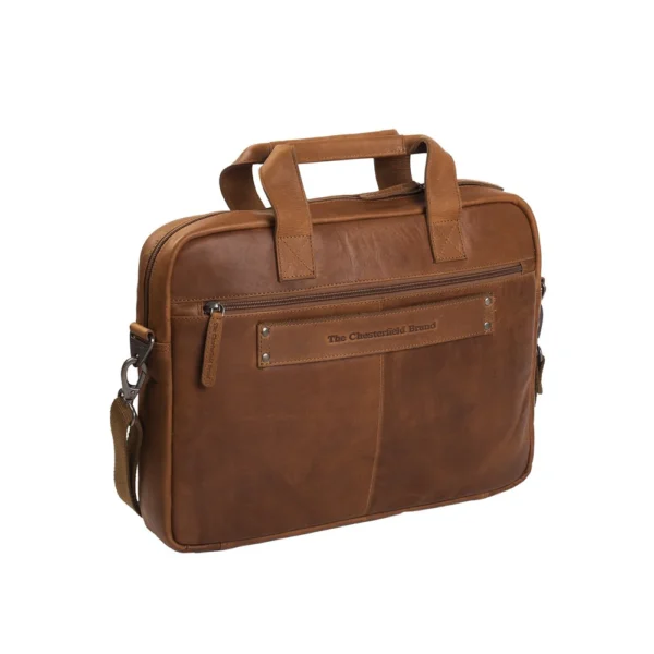 The Chesterfield Brand Borsa Porta PC In Pelle Cognac Calvi - immagine 4