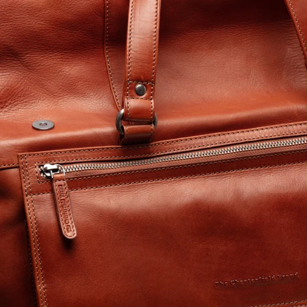 The Chesterfield Brand Borsa Da Weekend In Pelle Cognac Serie Novum Lazio - immagine 4