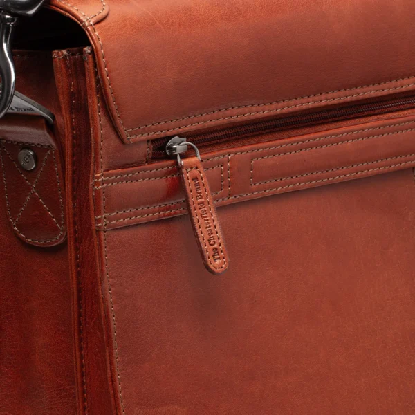The Chesterfield Brand Borsa Porta PC In Pelle Cognac Serie Novum Salvatore - immagine 3