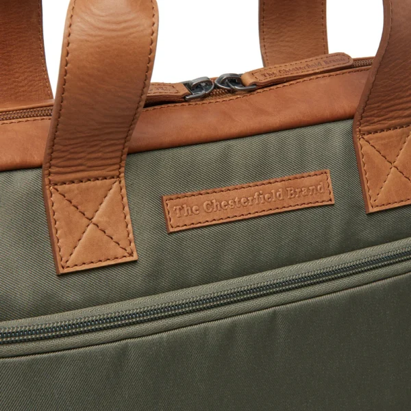 The Chesterfield Brand Borsa Porta PC In Pelle Verde Acciaio Narvik - immagine 6