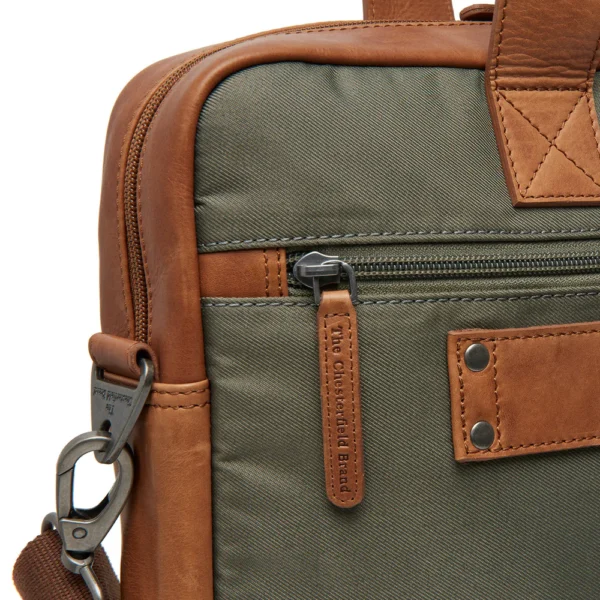 The Chesterfield Brand Borsa Porta PC In Pelle Verde Acciaio Narvik - immagine 5