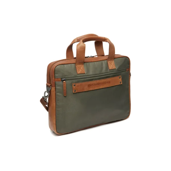 The Chesterfield Brand Borsa Porta PC In Pelle Verde Acciaio Narvik - immagine 2