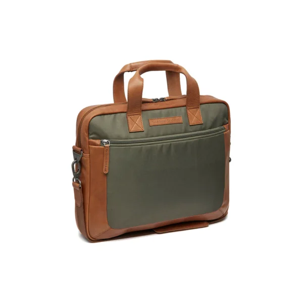 The Chesterfield Brand Borsa Porta PC In Pelle Verde Acciaio Narvik