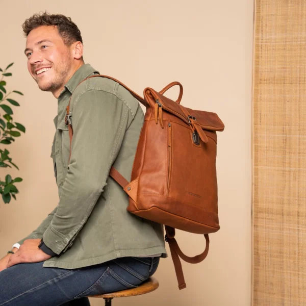 The Chesterfield Brand Zaino In Pelle Cognac Larsson - immagine 7