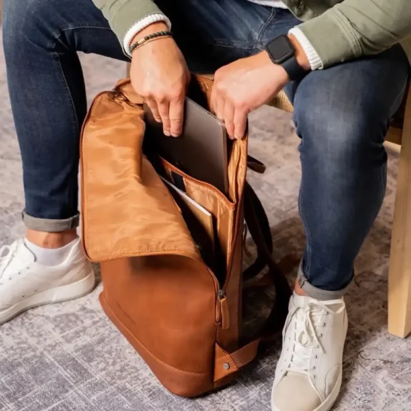 The Chesterfield Brand Zaino In Pelle Cognac Larsson - immagine 8