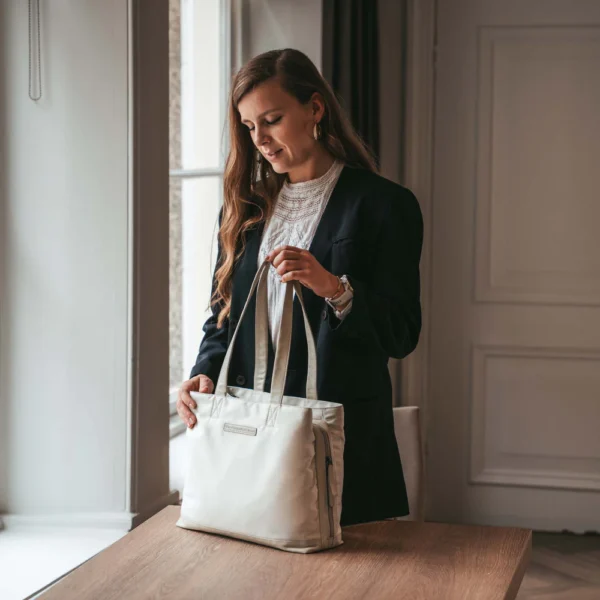 The Chesterfield Brand Shopper In Pelle Bianco Sporco Lavik - immagine 5