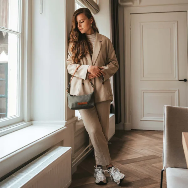 The Chesterfield Brand Borsa A Tracolla In Pelle Verde Acciaio Lovund - immagine 4