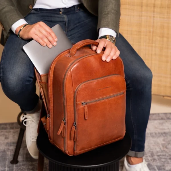 The Chesterfield Brand Zaino In Pelle Cognac Serie Novum Maggiore - immagine 8