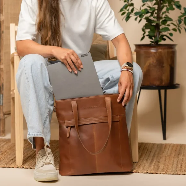 The Chesterfield Brand Shopper In Pelle Cognac Nunavik - immagine 2