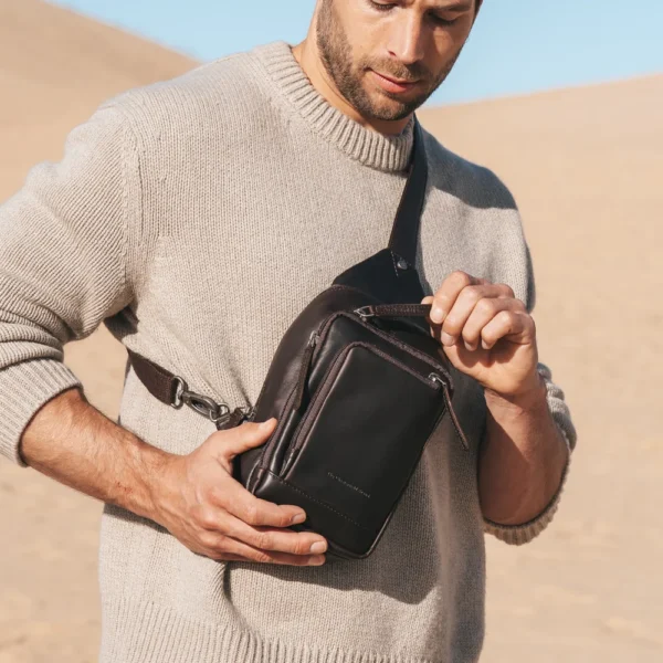 The Chesterfield Brand Borsa A Tracolla In Pelle Marrone Riga - immagine 2