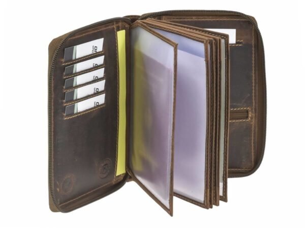 Greenburry Porta Documenti 6 Scomparti Con Zip Cervo Reale Marrone Vintage - immagine 3