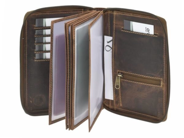 Greenburry Porta Documenti 6 Scomparti Con Zip Cervo Reale Marrone Vintage - immagine 2