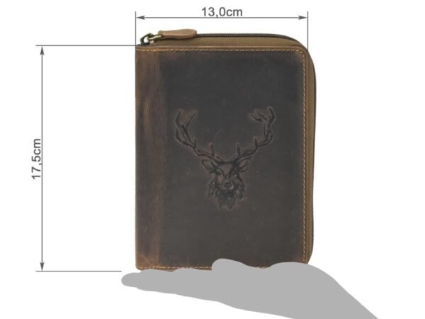 Greenburry Porta Documenti 6 Scomparti Con Zip Cervo Reale Marrone Vintage - immagine 9