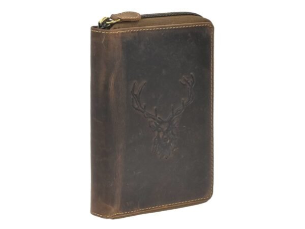 Greenburry Porta Documenti 6 Scomparti Con Zip Cervo Reale Marrone Vintage - immagine 7