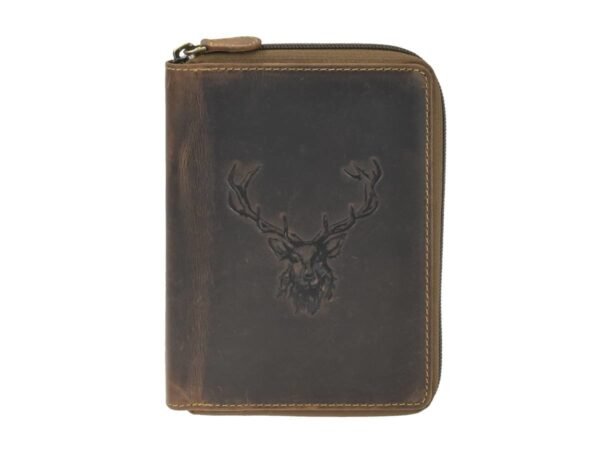 Greenburry Porta Documenti 6 Scomparti Con Zip Cervo Reale Marrone Vintage