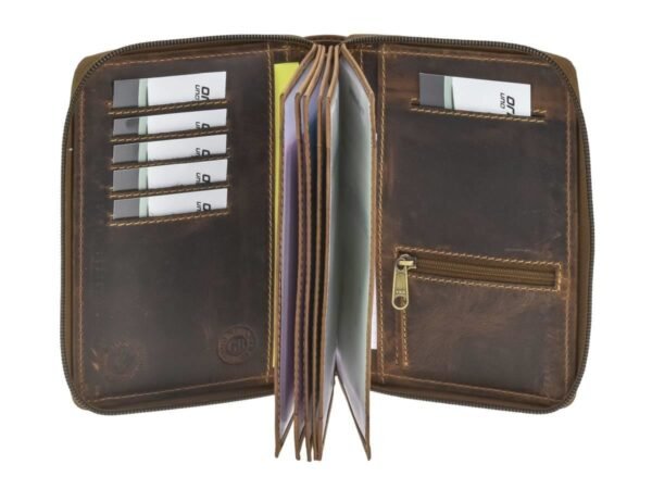 Greenburry Porta Documenti 6 Scomparti Con Zip Cervo Reale Marrone Vintage - immagine 4