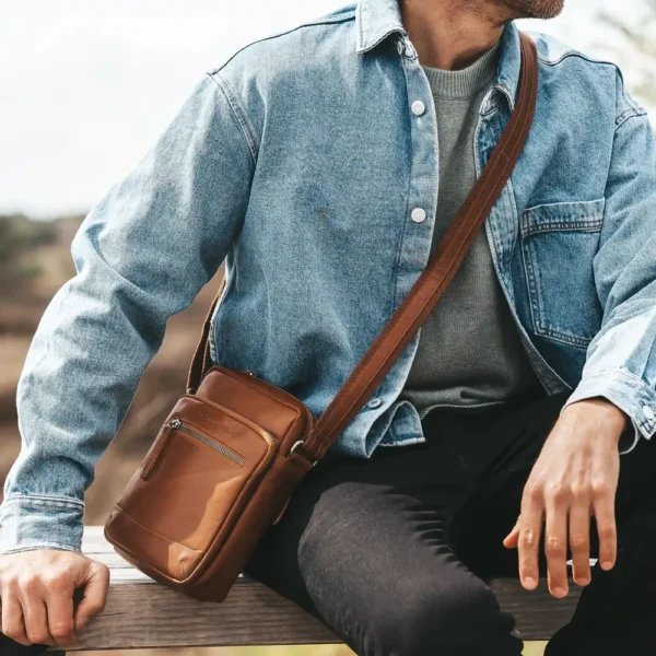 The Chesterfield Brand Borsa A Tracolla In Pelle Cognac Birmingham - immagine 2