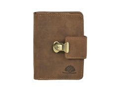 Greenburry Portamonete con Chiusura a Scatto Marrone in Pelle Vintage