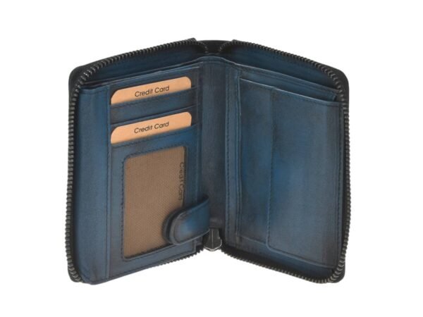 Greenburry Portafoglio Donna Con Zip RFID Distressed Blu Navy - immagine 3