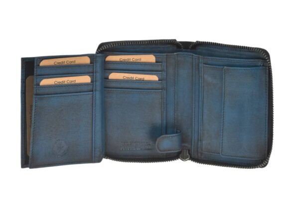 Greenburry Portafoglio Donna Con Zip RFID Distressed Blu Navy - immagine 5