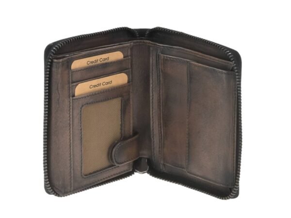 Greenburry Portafoglio Donna Con Zip RFID Distressed Teak Brown - immagine 3