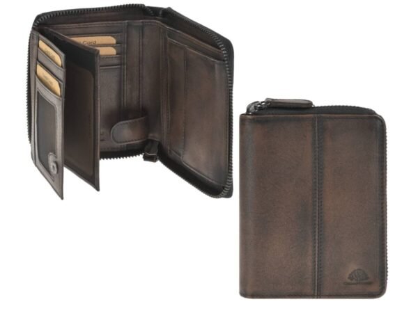 Greenburry Portafoglio Donna Con Zip RFID Distressed Teak Brown - immagine 9