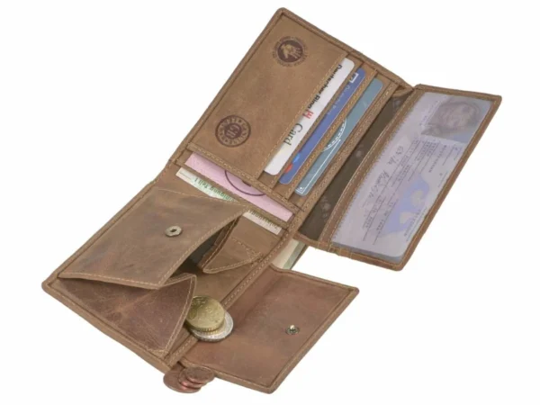 Greenburry Portafoglio 2 Scomparti "Cinghiale" Marrone in Pelle Vintage - immagine 4