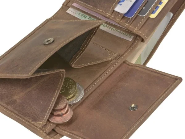Greenburry Portafoglio 2 Scomparti "Cinghiale" Marrone in Pelle Vintage - immagine 6