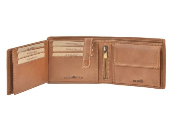 Greenburry Portafoglio Uomo Pieghevole 2 Pezzi RFID Marrone Nocciola Tornado - immagine 5