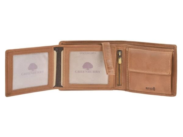 Greenburry Portafoglio Uomo Pieghevole 2 Pezzi RFID Marrone Nocciola Tornado - immagine 4