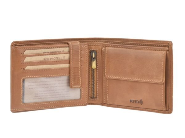 Greenburry Portafoglio Uomo Pieghevole 2 Pezzi RFID Marrone Nocciola Tornado - immagine 3