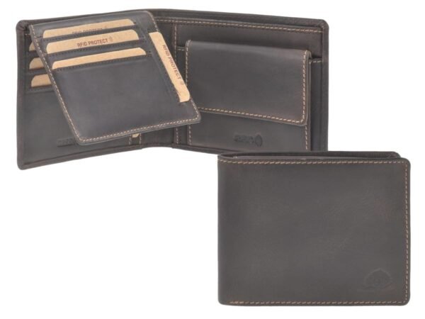 Greenburry Portafoglio Uomo Pieghevole 2 Pezzi RFID Marrone Teak Tornado - immagine 9