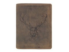 Greenburry Portafoglio Animal Collection "Royal Stag" Marrone in Pelle Vintage