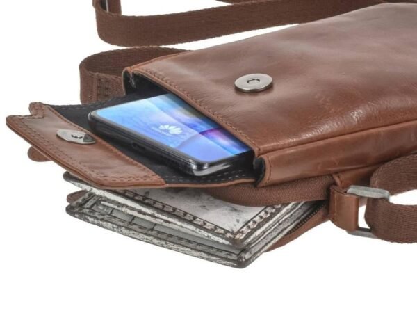 Greenburry Borsa a Spalla Piccola Porta Cellulare Waxy Vintage Tobacco Nut - immagine 11