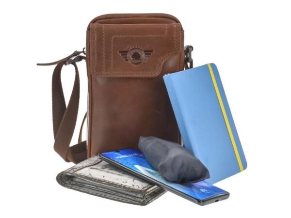 Greenburry Borsa a Spalla Piccola Porta Cellulare Waxy Vintage Tobacco Nut - immagine 2