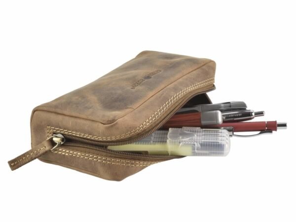 Greenburry Vintage Astuccio Porta Penne Con Zip Marrone In Pelle - immagine 3