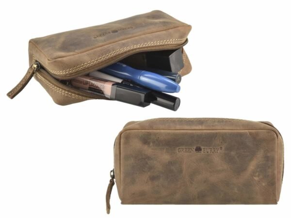 Greenburry Vintage Astuccio Porta Penne Con Zip Marrone In Pelle - immagine 8