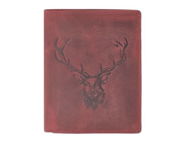 Greenburry Portafoglio Animal Collection "Royal Stag" Rosso Sangue in Pelle Vintage