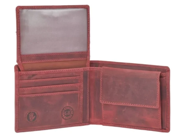 Greenburry Portafoglio 2 Scomparti "Royal Stag" Rosso Sangue in Pelle Vintage - immagine 5