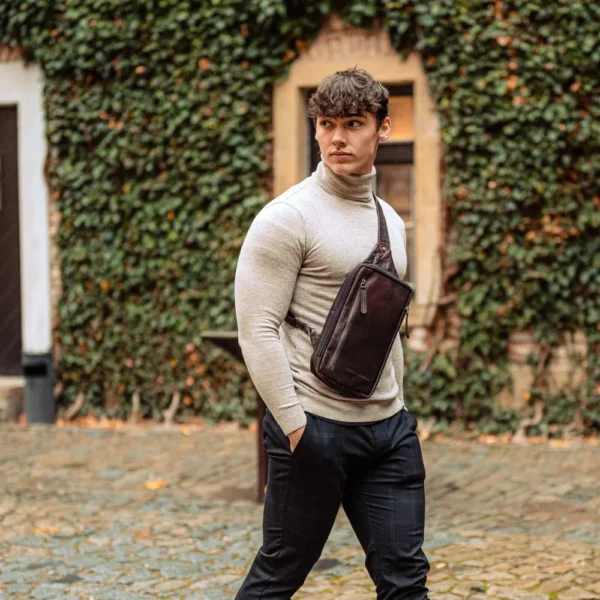 The Chesterfield Brand Borsa A Tracolla In Pelle Marrone Rotterdam - immagine 6