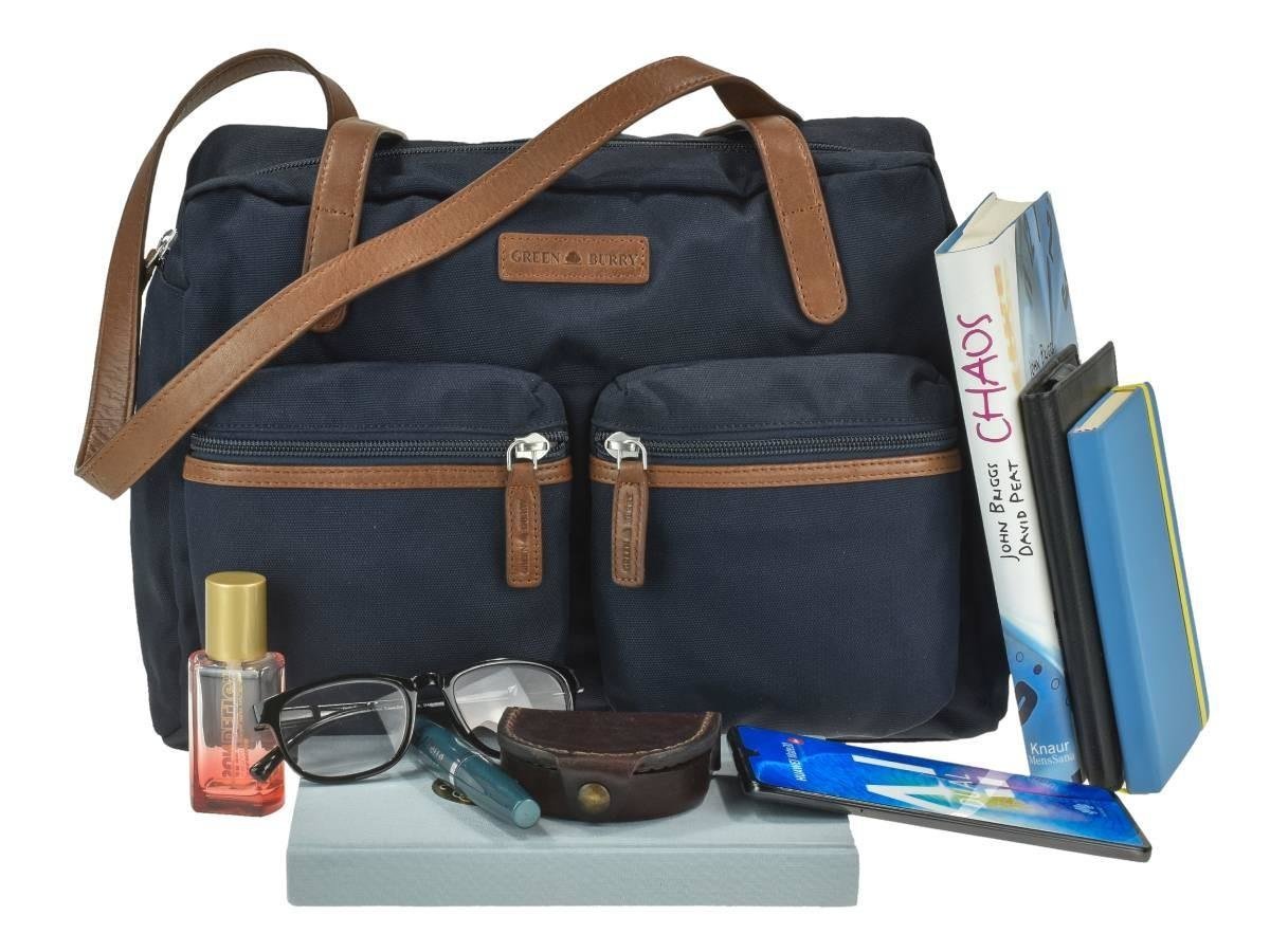 Greenburry Shopper Emily Azzurro in Nylon e Pelle Naturale - immagine 9