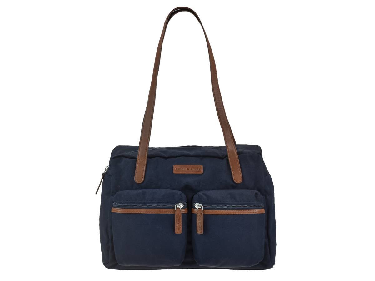 Greenburry Shopper Emily Azzurro in Nylon e Pelle Naturale