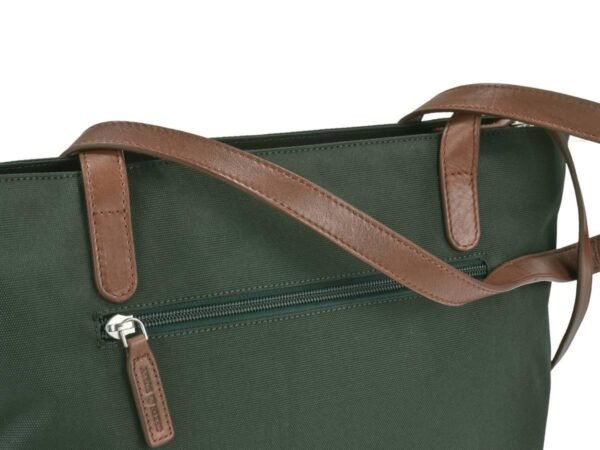 Greenburry Shopper Diana Verde in Nylon e Pelle Naturale - immagine 3