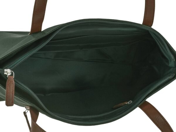 Greenburry Shopper Diana Verde in Nylon e Pelle Naturale - immagine 2