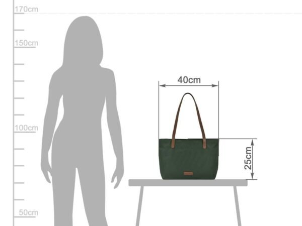 Greenburry Shopper Diana Verde in Nylon e Pelle Naturale - immagine 8