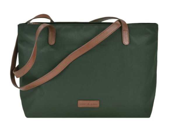 Greenburry Shopper Diana Verde in Nylon e Pelle Naturale - immagine 7