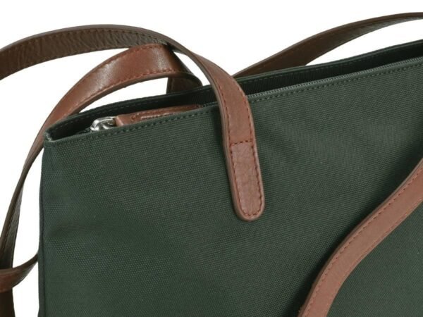 Greenburry Shopper Diana Verde in Nylon e Pelle Naturale - immagine 6