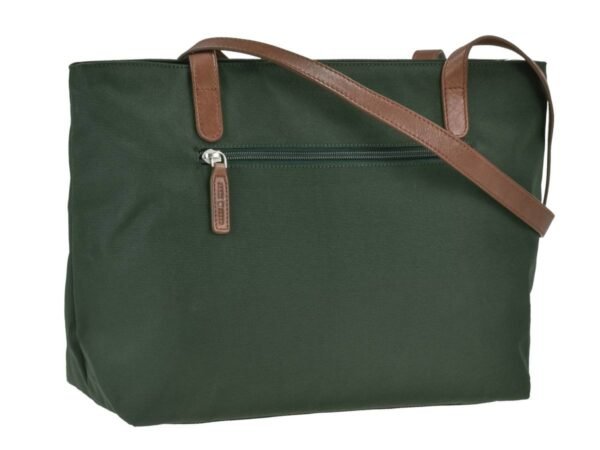 Greenburry Shopper Diana Verde in Nylon e Pelle Naturale - immagine 4