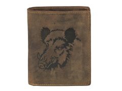 Greenburry Portafoglio Animal Collection "Cinghiale" Marrone in Pelle Vintage