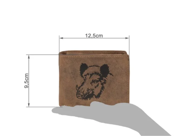 Greenburry Portafoglio 2 Scomparti "Cinghiale" Marrone in Pelle Vintage - immagine 3